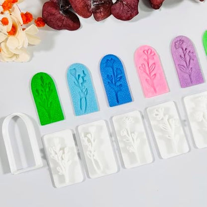 Xaekicr A1-4-9B-Handmade Jewelry Pendant Crafting Kit,Flower Plastic Molds Set, DIY Polymer Clay Printing Tools - Image 5