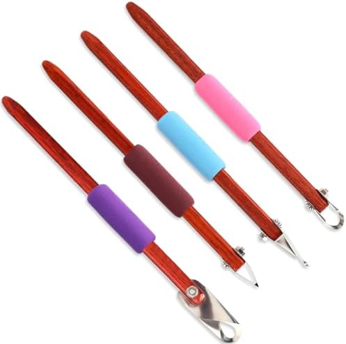 Lanties 4 Pcs Pottery Carving Tool Set Sculpture Scraper Craft Modelling Tools Red Pear Wood Texture Handle with Stainless Steel Blade for Clay Carving, Ceramic Sculpting, Graffito (Wonderful Color) by Lanties