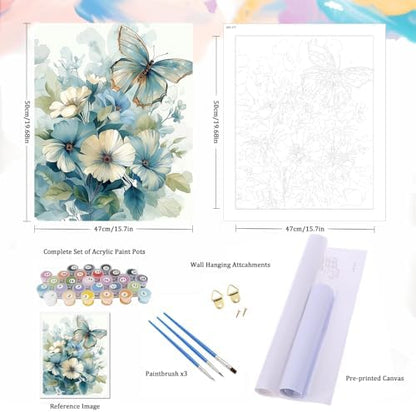 Natuyalo Paint by Numbers for Adults Beginners Paint by Number Kit Butterfly, DIY Acrylic Paint by Numbers Kits Flowers Colorful Paintworks Artwork for Adults Beginner, 16x20 Inch - Image 5
