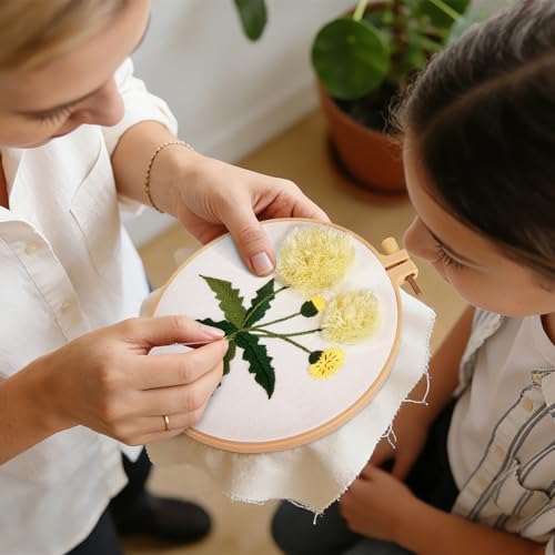 Dandelion Flower Embroidery Kits for Beginners Adults, Hand Embroidery Starter Kits, Cross Stitch Kits for Beginners DIY Craft Kits for Adults Women, Entire Set of Embroidery Supplies & Video Tutorial - Image 5