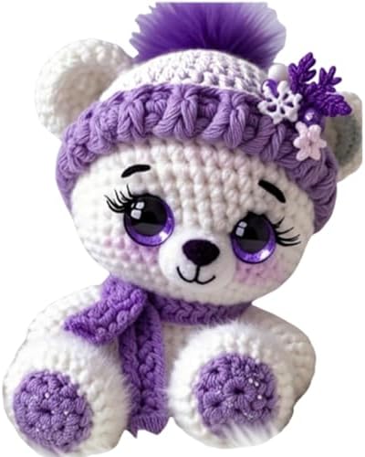 FRANDEK DIY Purple Bear Crochet Kit for Adults, Cute Plush Animal Set by FRANDEK