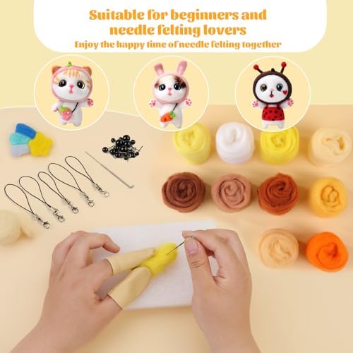 ZXIIXZ 100g Felting Wool Needle Felting Kit with Needles Wool Roving - Image 6