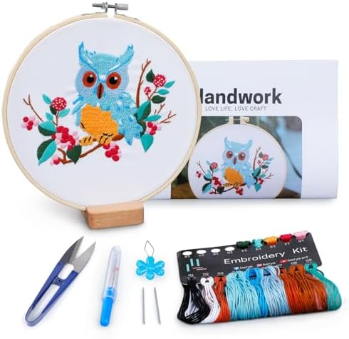 BERYA Owl Embroidery Kit, Embroidery Kit for Adult, Owl Pattern Practice Kit, Including Video Step by Step Instructions, Embroidery Hoop, Cloth, Needles and Thread for DIY Craft Lover (BEO011) by BERYA