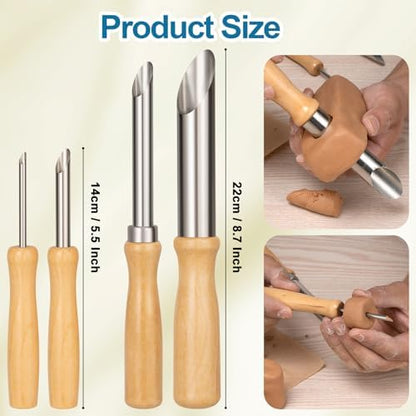 Amrules 4 Pcs Clay Hole Cutters Sculpting Tools Set for Pottery - Image 2