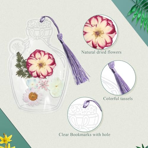 Taobary 91 Pcs DIY Dried Flowers Bookmarks Transparent, Gentle Colors - Image 5
