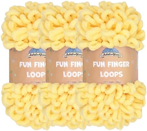 JubileeYarn Fun Finger Loops Yarn - Light Buttercream - 3 Skeins by BambooMN