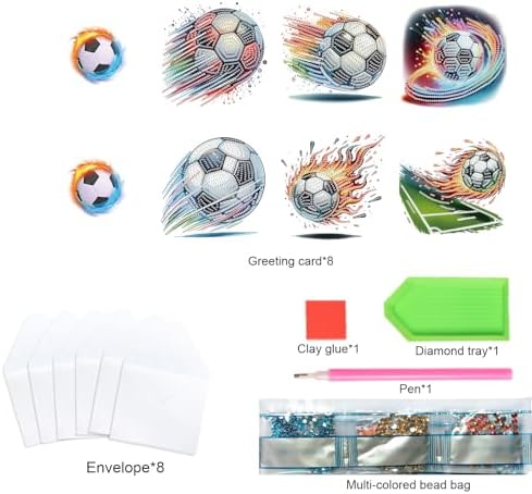 TDFERAN Diamond Painting Football Card 6 Set Crystal Puzzle Sports Invitation Diamond Blank Cards Gem Art Greeting Cards Holiday Event Invitation Card All Occasions Football Lovers Party - Image 3