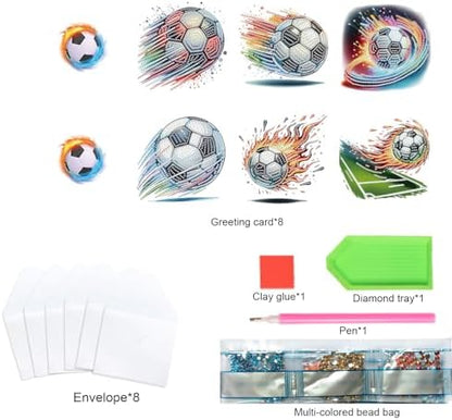 TDFERAN Diamond Painting Football Card 6 Set Crystal Puzzle Sports Invitation Diamond Blank Cards Gem Art Greeting Cards Holiday Event Invitation Card All Occasions Football Lovers Party - Image 3