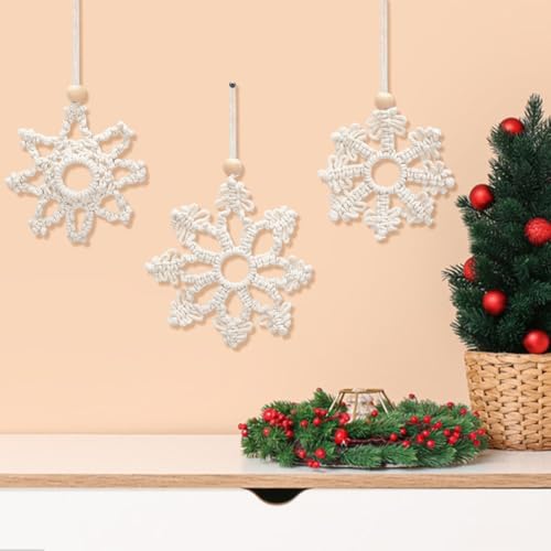 ACRNIGHEET Snowflake Christmas Macrame Kit 4PCS Boho Wall Hanging Decoration for Winter DIY Snow Macrame Kit for Adults Beginners with Step by Step Instructions - Image 6