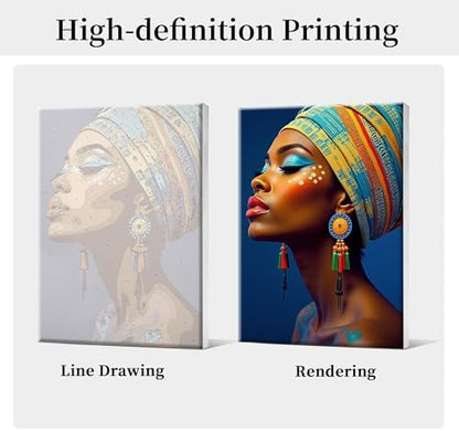 HeeBenor Framed Paint by Numbers Kit for Adults, Black Women, 8x12 Inch - Image 3