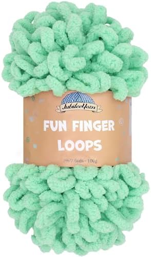 JubileeYarn Fun Finger Loops Yarn - Peppermint - 1 Skein by BambooMN