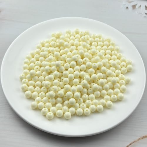 300pcs Acrylic Round Beads for Crafts 8mm Resin Candy Color Spacer Beads with Hole for Jewelry Making Sewing Crafts Decoration Necklaces Bracelets Earrings Supplies(Cream) - Image 2