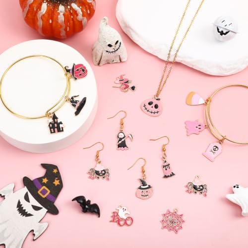 MARFOREVER 40 Pcs/20 Pairs Pink Halloween Charms for Jewelry Making - Image 3