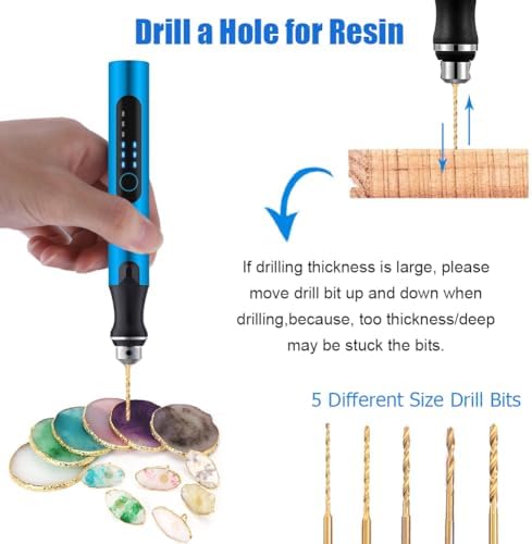 Resin Polishing Tools Kit,Electric Resin Drill Kit,Rotary Pen & Deburring Tool 3D Printing for Keychain Making,Jewelry Art,Resin Duberring, Drilling,Polishing,Engraving,DIY - Image 5