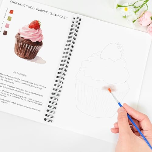 Watercolor Workbooks Baking, 15 Beautiful Paintings for Water Color Book Adult, Watercolor Coloring Book for Beginners, Watercolor Workbook for Adults Teens (Without Palette, Baking) - Image 5