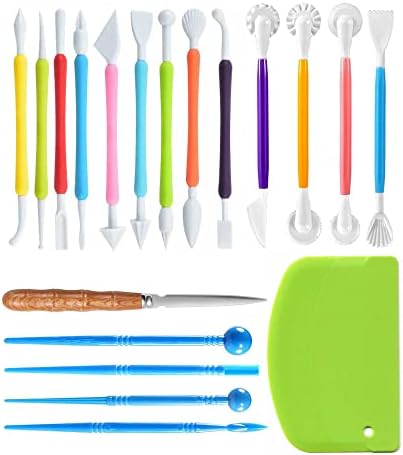 Langqun Air Dry Clay Sculpting Tools, Modeling Shaping Embossing for Kids and Adults,Polymer Clay Tools,Pottery Tools Kit 19Pcs by LANGQUN