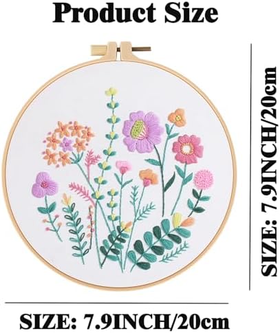GLTAYLMY 3 Pack Embroidery Starter Kit for Beginners Stamped Cross Stitch Kits with Cute Flowers and Plants Patterns with 1 Embroidery Hoop and Color Threads for Adults - Image 4