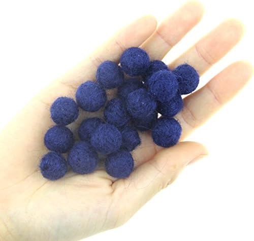 Needle Felt Balls Pure Wool Beads Dry Felted Balls 15mm Handmade DIY Crafts 20pcs (Navy) - Image 2