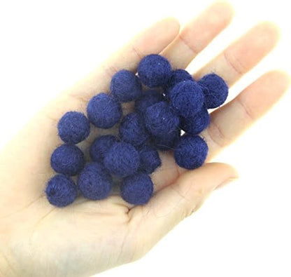 Needle Felt Balls Pure Wool Beads Dry Felted Balls 15mm Handmade DIY Crafts 20pcs (Navy) - Image 2