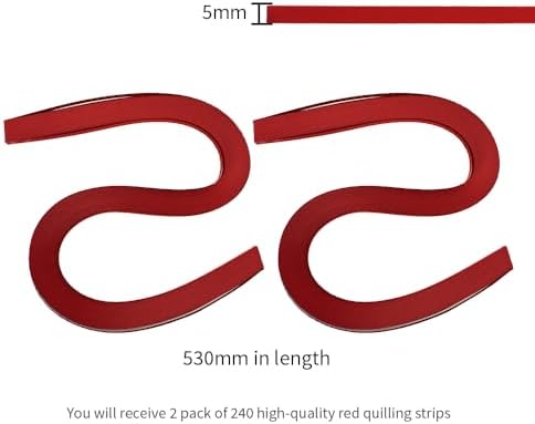 Acoeitl Quilling Paper Strips 240 Strips Red Paper Quilling Set Width 5mm Length 53cm Quilling Supplies DIY Quilling Paper Quilling Art Strip for Crafts (2 Pack) - Image 2