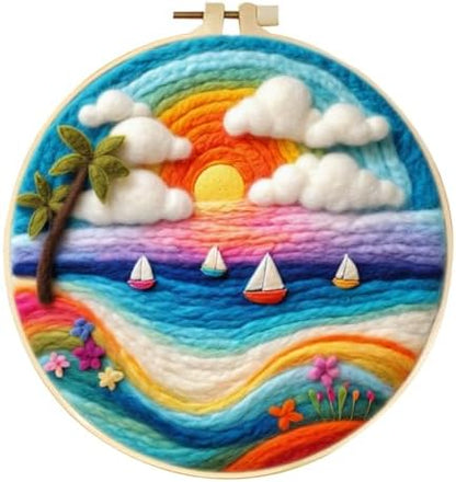 CaptainCrafts Needle Felting Kit for Adults Sunset Pattern DIY Home Decor by CaptainCrafts