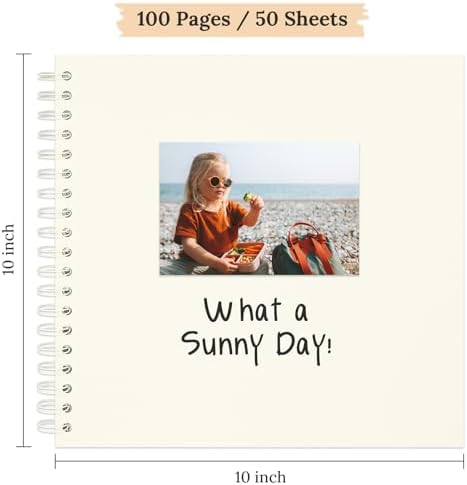 Scrapbook Photo Album 10"x10" 50 Sheets 100 Pages Hardcover Kraft Paper - Image 2