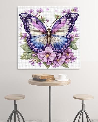 askkqtx Butterfly Stamped Cross Stitch Kits for Adults 14x14 Inch - Image 3