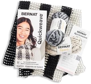 Bernat QuickWeave - 1 Pack of 120 Yards/4.9 oz Gray Tartan Yarn 80% Acrylic 20% Wool Grid 85% Acrylic 15% Polyester Needle 100% Plastic - Image 4
