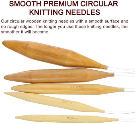 HARFINGTON 3Pcs US Size 35 (20 mm) Circular Knitting Needles, 47 Inch / 120 cm Round Wooden Needle for Handmade Projects DIY Knitting Blankets Socks Hats Sweaters - Image 4