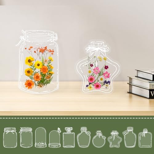 Large Size Transparent Dried Flower Bookmarks, 40 PCS Handmade DIY Flower Page Clips,World in Bottle-Making Stunning Herbarium(Glass Bottle and Wishing Bottle) - Image 2