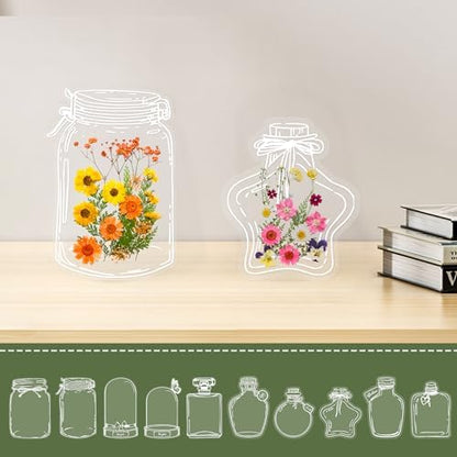 Large Size Transparent Dried Flower Bookmarks, 40 PCS Handmade DIY Flower Page Clips,World in Bottle-Making Stunning Herbarium(Glass Bottle and Wishing Bottle) - Image 2
