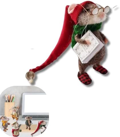 Cute Needle Felted Mouse, 2025 New Needle Felted Christmas Mouse Doll Decorations, Mini DIY Handmade Christmas Needle Felted Mouse Desktop Statue (B) by Unknown