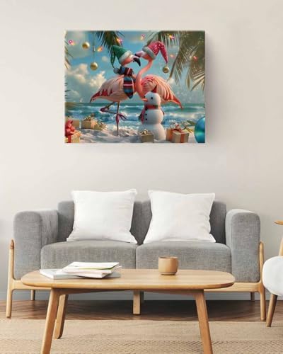 Sunteeny Paint by Number for Adults Beginner Christmas Ocean Snowman Beach Flamingo Palm Abstract Art DIY Digital Oil Painting by Numbers Picture Drawing On Canvas Framed 12"x16" - Image 2