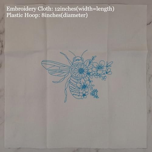 Esffaci Embroidery Starter Kit for Adult Beginner with Bee Pattern Hand Embroidery Set with Embroidery Cloth Hoop Needle Threader Embroidery Floss and Instruction - Image 4