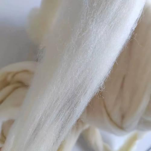 iMongol 100% Merino Wool Roving Top Yarn for Spinning Arm Knitting Felting Undyed Natural White Wool Combed Stuffing (2oz, Wool Top) - Image 3