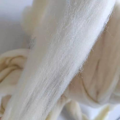 iMongol 100% Merino Wool Roving Top Yarn for Spinning Arm Knitting Felting Undyed Natural White Wool Combed Stuffing (2oz, Wool Top) - Image 3