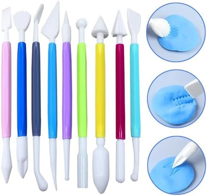 9 Pcs Clay Sculpting Tools Set, Double-Ended Plastic Air Dry Clay Tool Kit, Clay Tool for Pottery, Polymer, Air Dry Clay, Ceramic, Modeling, Shaping, DIY Crafting - Image 3