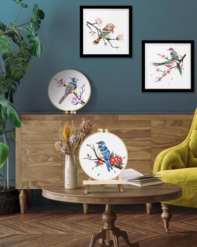 TINDTOP Embroidery Kit for Adults, Flowers and Bird Embroidery Practice Kits for Beginners Adults Include Embroidery Cloth Hoops Threads for Craft Lover Hand Stitch - Image 5