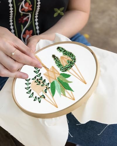 Santune 3 Sets Embroidery Kit for Beginners Needlepoint Cross Stitch Kits for Adults,Stitch Learning DIY Sets with Instruction Video,Stamped Floral Patterns,Hoop,Threads,Sewing Kit - Image 4