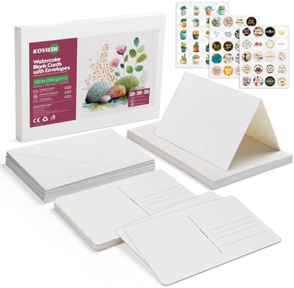 KOVIEDE 20 Pack Foldable Blank Watercolor Cards with Envelopes 4" x 6" by KOVIEDE