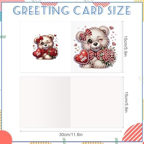 12Pcs DIY Diamond Art Greeting Cards Kit with Envelopes&Tools - Create Your Own Sparkling Birthday, Thank You, Holiday Cards for Adults & Beginners(Valentines Bear Dog) - Image 4