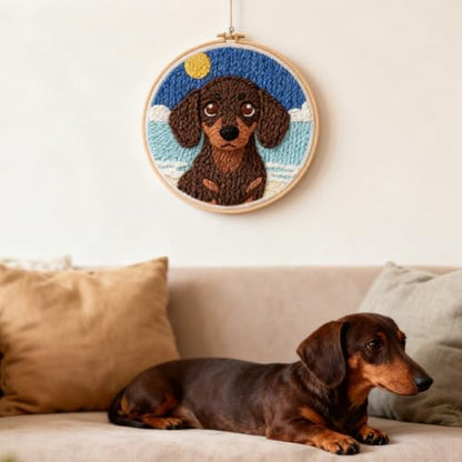 INFUNLY Dachshund Punch Needle Kits for Adults Beginners Brown Dog Needle Embroidery Starter Kit Puppy DIY Punch Needles Kit with Instruction Needles Fabric for Art Crafts Festival Gift Home Decor - Image 4