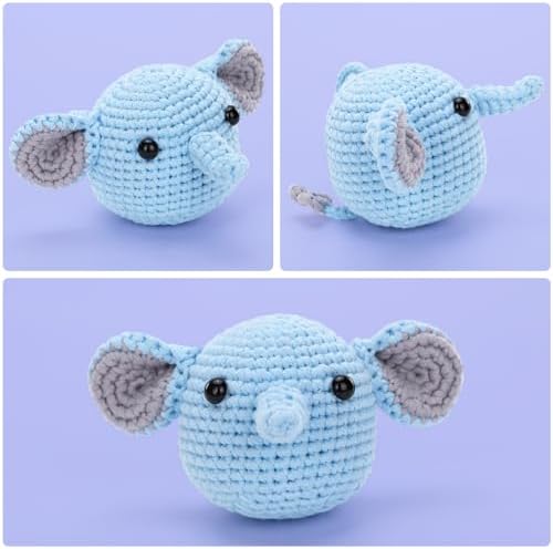 Crochet Kit for Beginners: Elephant Crochet Kit for Adults, Include Easy to Use Yarn, Step-by-Step Video, Patterns, Learn to Crochet, Thanksgiving, Christmas, Birthday Gift - Image 2