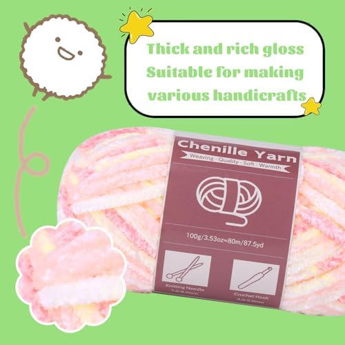 LUNARM Chenille Yarn for Crochet Knitting Chunky Blanket Velvet Yarn - Image 4