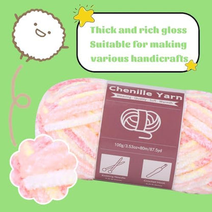 LUNARM Chenille Yarn for Crochet Knitting Chunky Blanket Velvet Yarn - Image 4