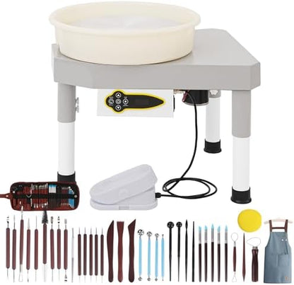 14" 450W Electric Pottery Wheel with LCD Panel Adjustable Speed Foot Pedal,Detachable Basin,Heighten Desk Legs,Clay Toolfor Kids, Adults, Beginners, Home DIY & Professional Pottery Making by BIUTEFOU