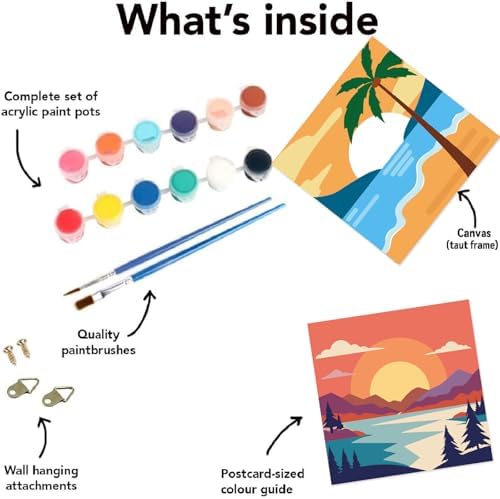 FQOVKYN 4 Framed Landscape DIY Paint by Numbers Kit for Adults Beginner, Sunset Easy Painting by Number with Frame, Acrylic Paint Kit Arts and Crafts for Adults for Decor 8x8inch - Image 7