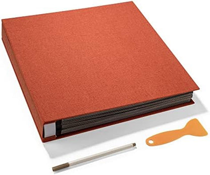 Large Photo Album Self Adhesive 4x6 5x7 3x5 8x10 Scrapbook Magnetic Album DIY Scrap Book Length 13 x Width 12.8 (Inches) 120 Black Sticky Pages Linen Cover DIY Photo Album(Orange) by HoneyTolly