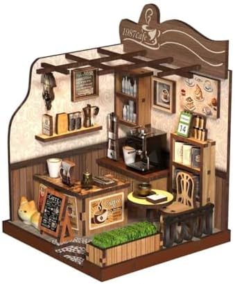 Country Cafe DIY Book Nook Kit for Adults - 3D Wooden Puzzle Miniature House with Furniture, Collectible Shelf Insert, Home Library Decor Gift by Unknown