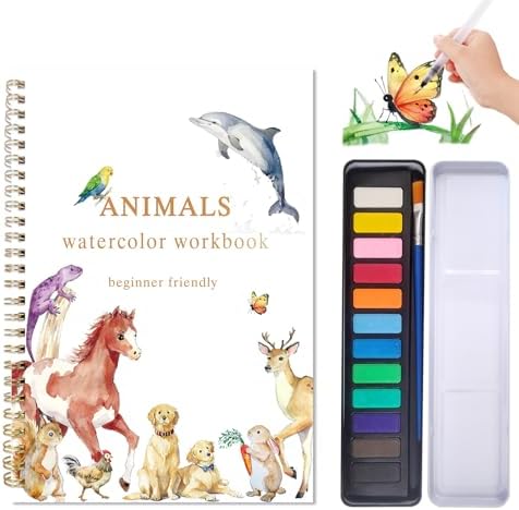 Animals Watercolor Workbook, Watercolor Painting Book Kit by CTANCIFANG